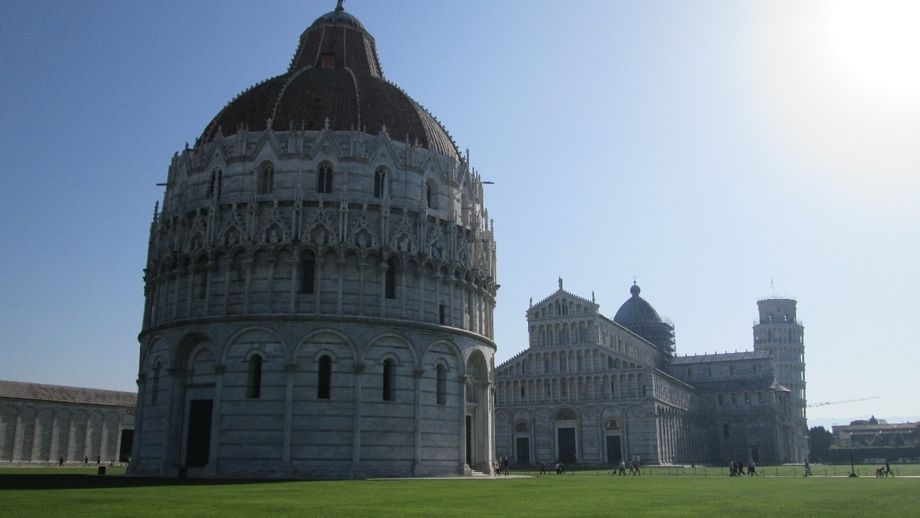 An early morning view of the Baptistery, Cathedral and Leaning Tower