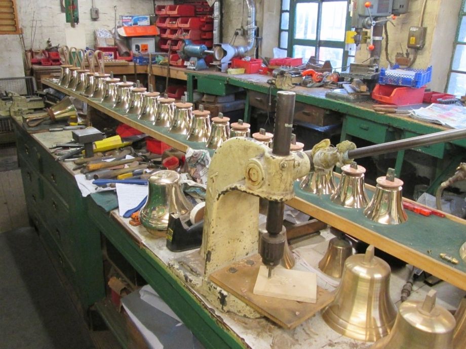 The range of hand bells made by the bell foundry