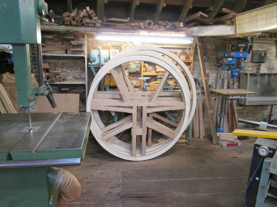 The wheels which are mounted in bell towers to allow the bells to be swung through 360 degrees.
