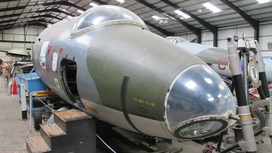 A Canberra bomber cockpit (a very cramped space for three people)